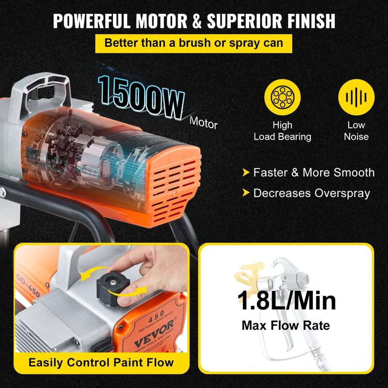 【VEVOR Soldes d'Été】Pulvérisateur de peinture VEVOR, pulvérisateur airless, pistolet à peinture avec tuyau 3000 PSI pour la maison ainsi que pour les navires, les ponts, les tours — vignette 3