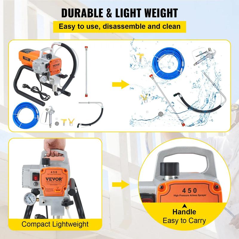 【VEVOR Soldes d'Été】Pulvérisateur de peinture VEVOR, pulvérisateur airless, pistolet à peinture avec tuyau 3000 PSI pour la maison ainsi que pour les navires, les ponts, les tours — vignette 5