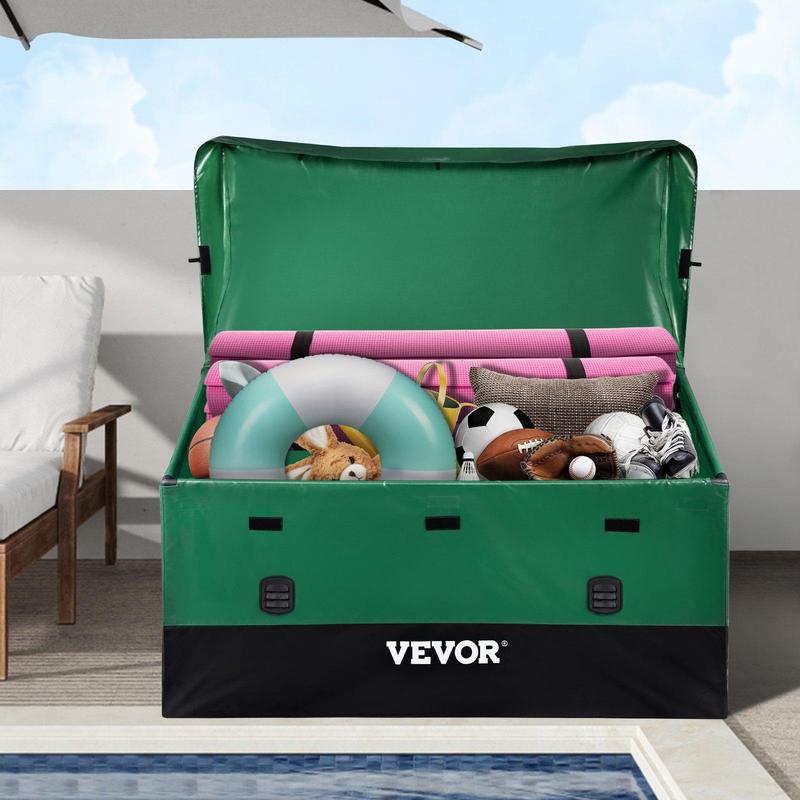 【VEVOR Soldes d'Été】VEVOR boîte de rangement extérieure, boîte de pont en bâche PE étanche de 100 / 150 / 230 gallons avec cadre galvanisé, Protection contre tous les temps et Portable, pour Camping, jardin, piscine et cour, organisateur noir et vert