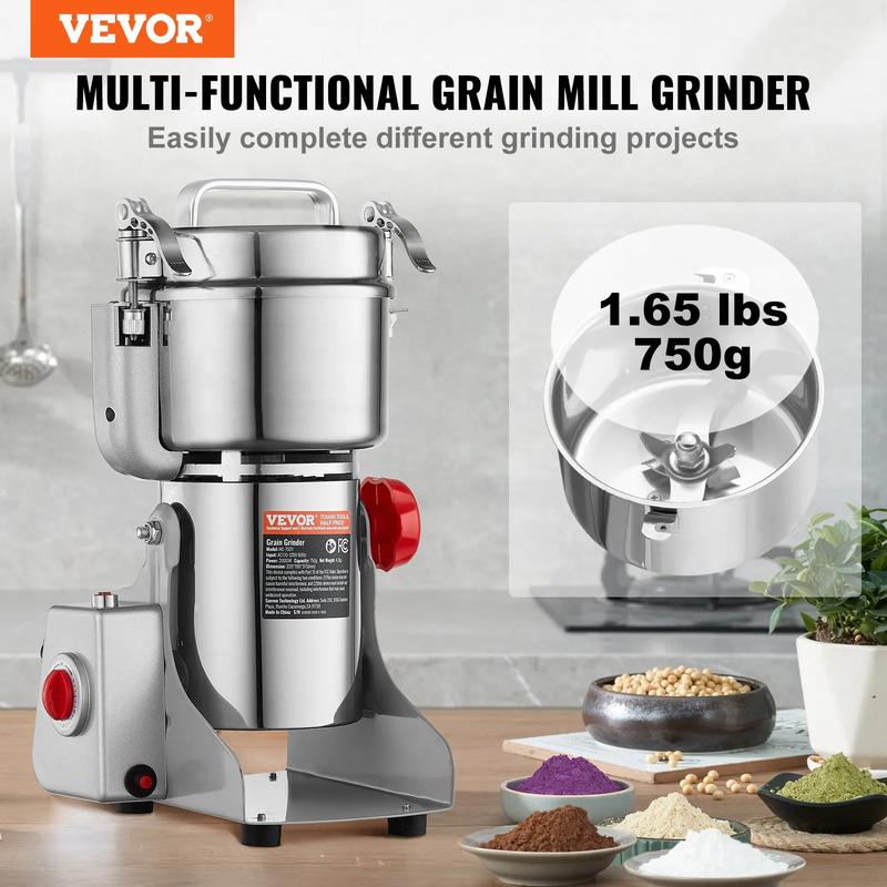 【VEVOR Soldes d'Été】VEVOR Moulin à Épices Électrique , Broyeur à Grains Commercial à Haute Vitesse, Moulin à Farine en Acier Inoxydable, Type Oscillant pour Moudre Rapidement Céréales Épices Herbes Cafés — vignette 2