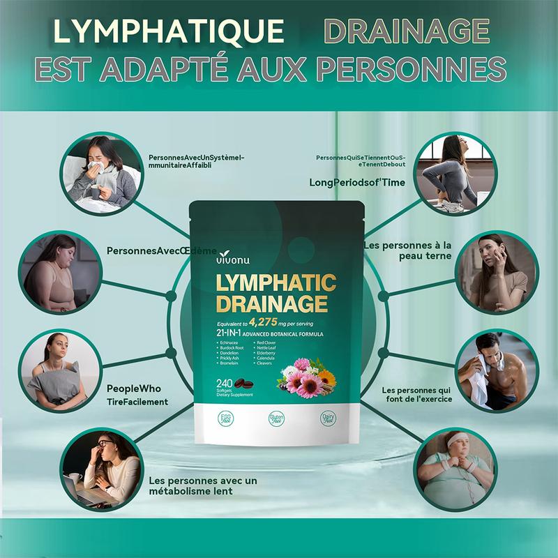 VivoNu Complément de Drainage Lymphatique, 4275mg Complément de Support du Système Lymphatique pour Femmes et Hommes, Mélange Herboréal 21-en-1 avec Échinacée, Pissenlit, Bardane, Broméline, Souci, Curcuma et Plus — vignette 4