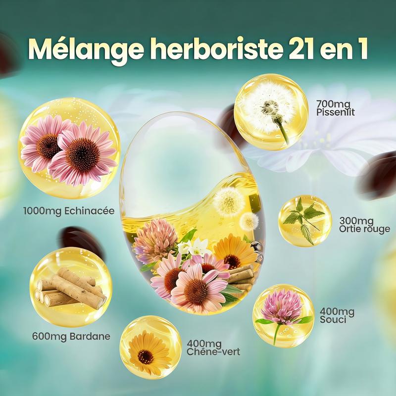VIVONU Lymphatic – Soutient la circulation lymphatique | Détoxifie & aide à réduire les gonflements | Ingrédients clés : Échinacée, Pissenlit, Ortie, Bardane, Souci (Calendula), Trèfle rouge | 240 gélules | Soutient le système immunitaire & le métabolisme — vignette 3