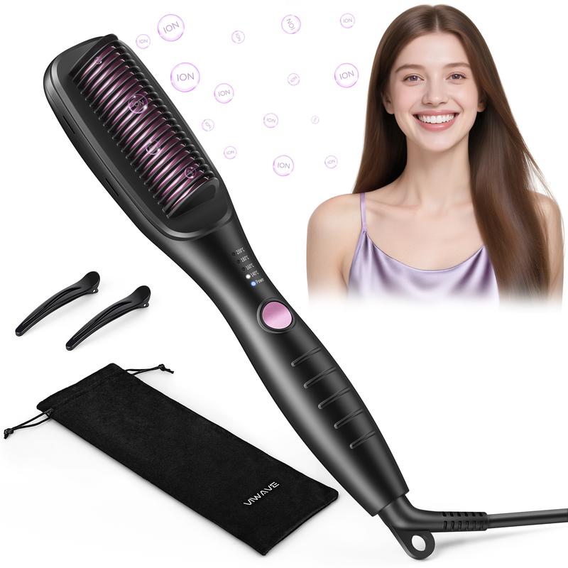 Viwave - Lisseur vapeur, brosse chauffante 3 en 1, peigne lisseur, accessoire de coiffure pour la maison, technologie ionique anti-brûlure, anti-frisottis, confort, design ergonomique, 4 températures et sécurité maximale. — vignette 2