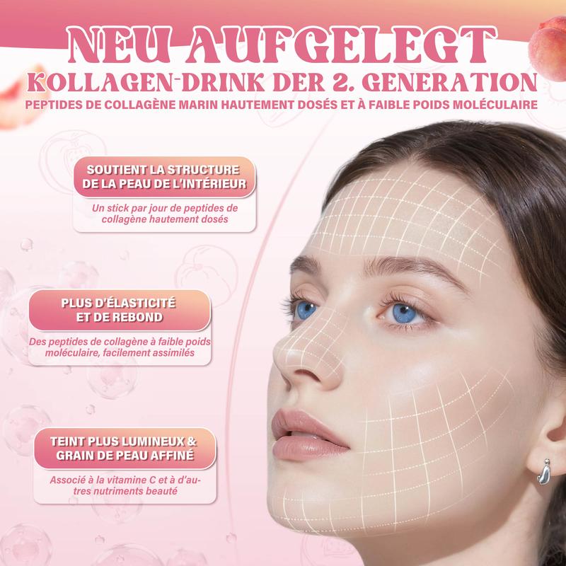 WindBoss Collagène marin type III avec acide hyaluronique et biotine pour la peau, les cheveux, les ongles et le soutien des articulations Formule premium européenne sans sucre, sans gluten, sans OGM Saveur pêche J01 — vignette 2