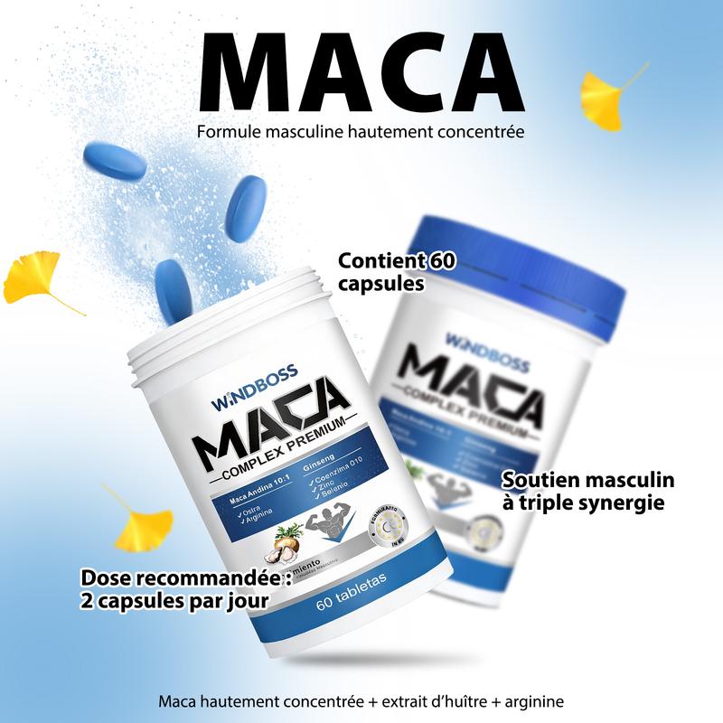 Windboss Maca avec L-arginine, ginseng, huître et coenzyme Q10 – Énergie, vitalité, naturelles M01 — vignette 3