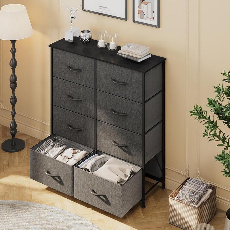 YITAHOME - commode en tissu à 8 tiroirs, commode de rangement haute, armoire de rangement pour chambre à coucher, unité d'organisation de chevet — vignette 8