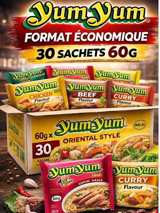 YumYum Pack de 30 Nouilles Instantanées Halal Prêtes en 3 min Choix de Saveurs Poulet Boeuf Crevettes Curry Légumes Canard — vignette 2